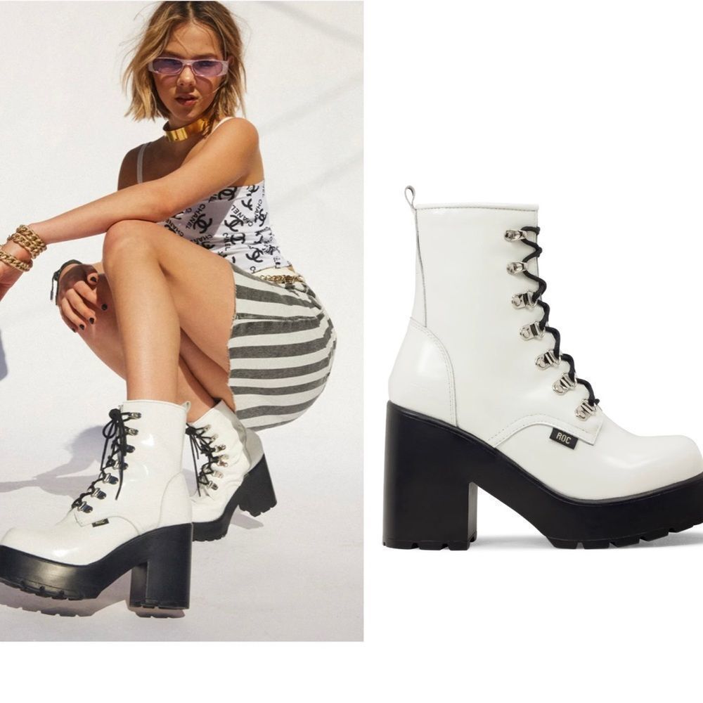 Roc White Combat Boots Size 41/ US 10 - NWOB! - Picture 12 of 13